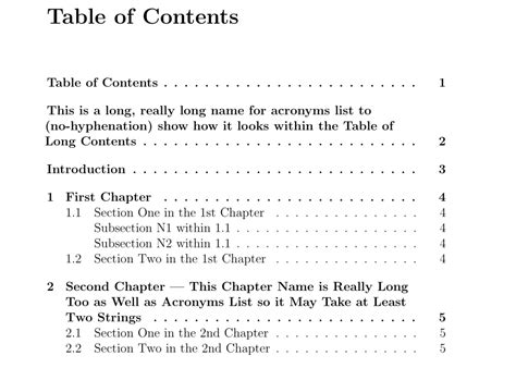 toc latex|Table of Contents with Chapter .